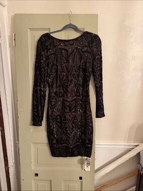 dress the population giulia Dress the Population Guilia Sequined Bodice Dress